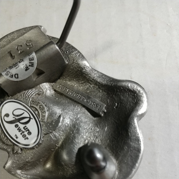 VINTAGE but NEW with TAG BASS Large Mouth Jumping Belt Buckle Solid Pewter 1981 - Picture 10 of 12